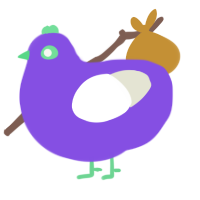 Cinder Sparkle, a blurple and white chicken