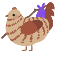 A beige and russet chicken with a bar pattern