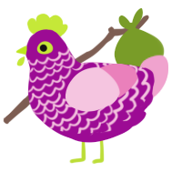 Petal, a plum and pink chicken with a lace pattern