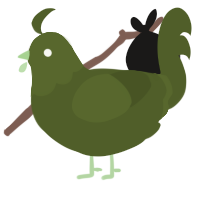 A olive chicken with a head pattern