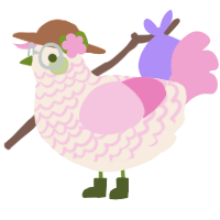 A cream and pink chicken with a lace pattern