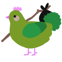A chartreuse and viridian chicken