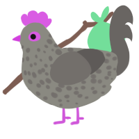 A ash and grey chicken with a speckle pattern