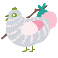 A mist and rose chicken with a bar pattern