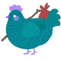 A sea and teal chicken with a lace pattern