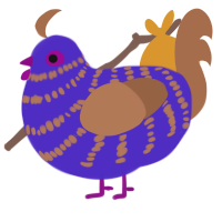 Itin, a indigo and brown chicken with a bar pattern