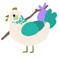 A cream and turquoise chicken with a neck-speckle pattern