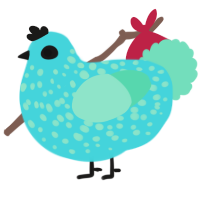 A aqua and mint chicken with a speckle pattern