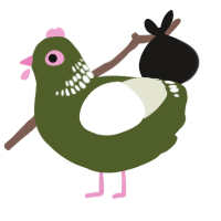A olive and white chicken with a neck-band pattern