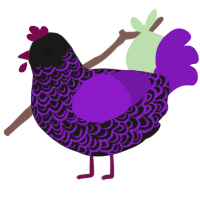A sable and violet chicken with a double-lace pattern