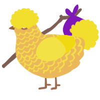 A honey and yellow chicken with a lace pattern