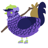 A blurple and navy chicken with a lace pattern