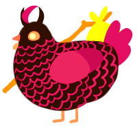 Demon Portal, a black and violet chicken with a lace pattern