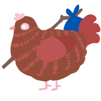 A russet and red chicken with a bar pattern