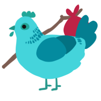 A aqua and sea chicken with a neck-band pattern