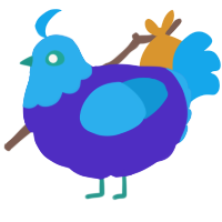 A indigo and sky chicken with a head pattern