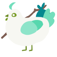 A white and mint chicken