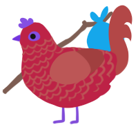 A crimson and red chicken with a lace pattern