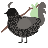 A sable and grey chicken with a double-lace pattern