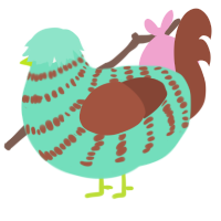 A mint and russet chicken with a bar pattern