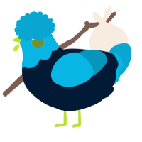 A tumblr and cerulean chicken with a head pattern