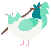 A white and mint chicken with a head pattern