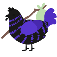 A sable and indigo chicken with a bar pattern