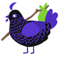 A black and indigo chicken with a lace pattern