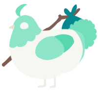 A white and mint chicken with a head pattern