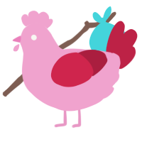 Valentine, a pink and crimson chicken