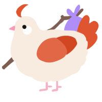 A cream and vermilion chicken