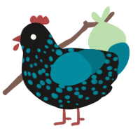 A sable and sea chicken with a speckle pattern