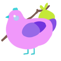 A lavender and blurple chicken