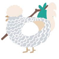 A mist and cream chicken with a lace pattern