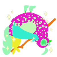 A violet and aqua chicken with a speckle pattern