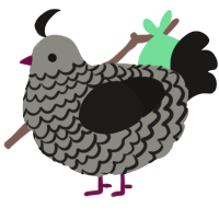 A ash and sable chicken with a lace pattern