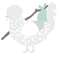 A silver chicken with a speckle pattern