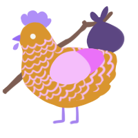 A orange and lavender chicken with a lace pattern