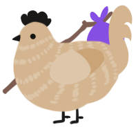 A beige chicken with a bar pattern
