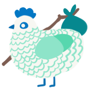 A white and mint chicken with a lace pattern