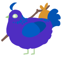 A indigo and ultramarine chicken with a neck-speckle pattern