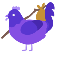 A blurple and indigo chicken with a head pattern