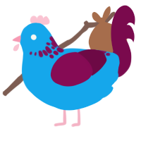 Velveteen, a sky and wine chicken with a neck-speckle pattern