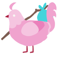 A pink chicken with a head pattern