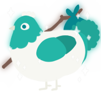A white and turquoise chicken with a head pattern