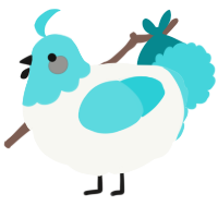 A white and aqua chicken with a head pattern