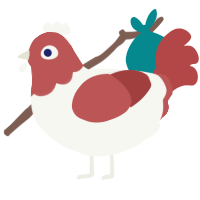 A white and red chicken with a head pattern
