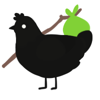 A black chicken with a head pattern