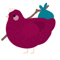 A maroon chicken with a speckle pattern