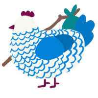 A white and sapphire chicken with a lace pattern